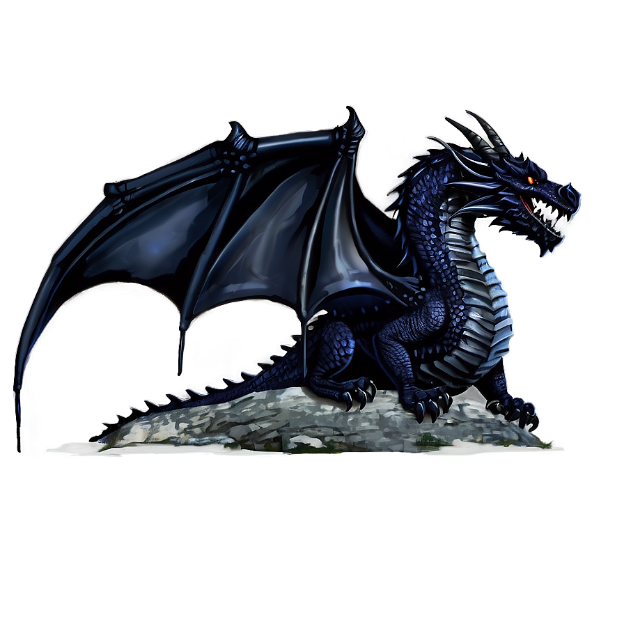 Black Dragon On Mountain Peak Png Lhx PNG image