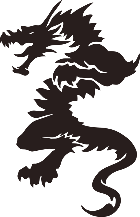 Black Dragon Silhouette Tattoo Design PNG image