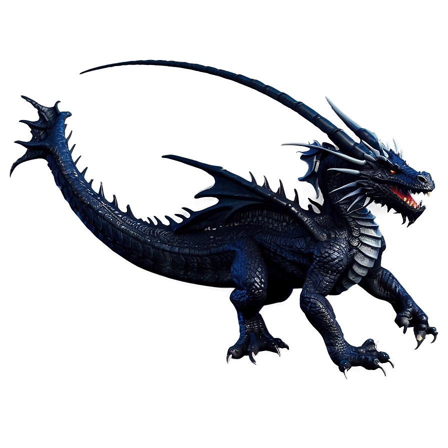 Black Dragon With Warrior Rider Png Bkm68 PNG image