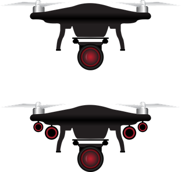 Black Drone Red Lights Graphic PNG image