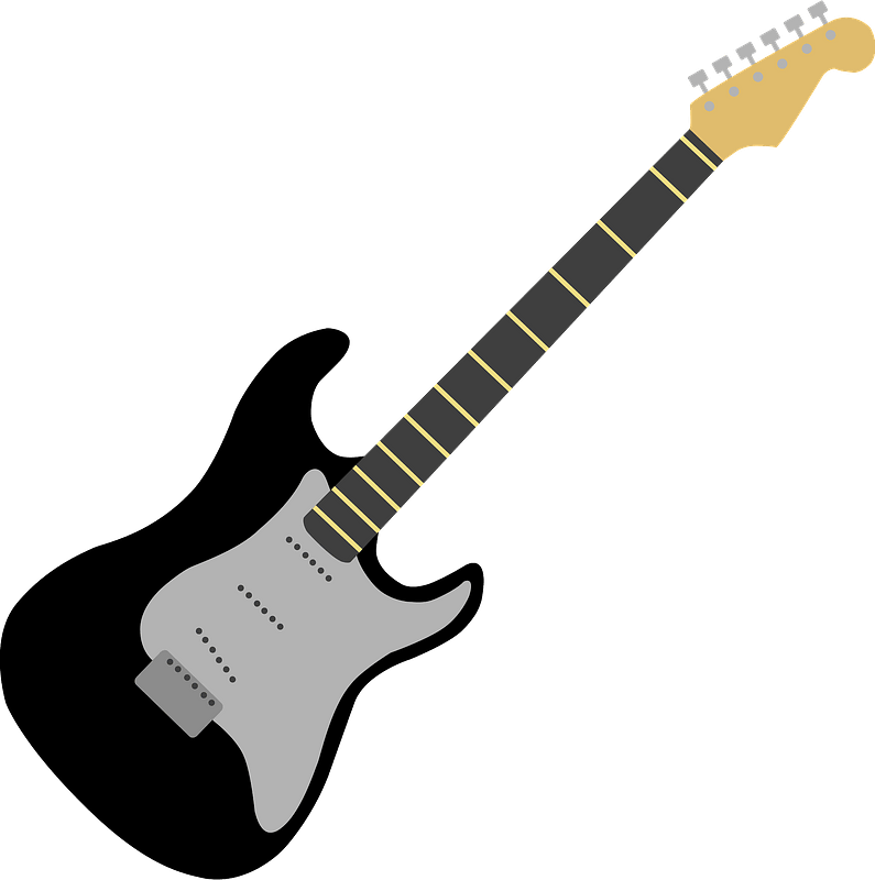 Black Electric Guitar Illustration PNG image