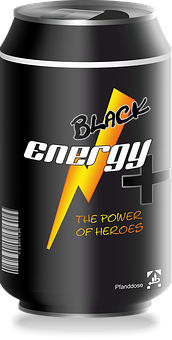 Black Energy Drink Can PNG image