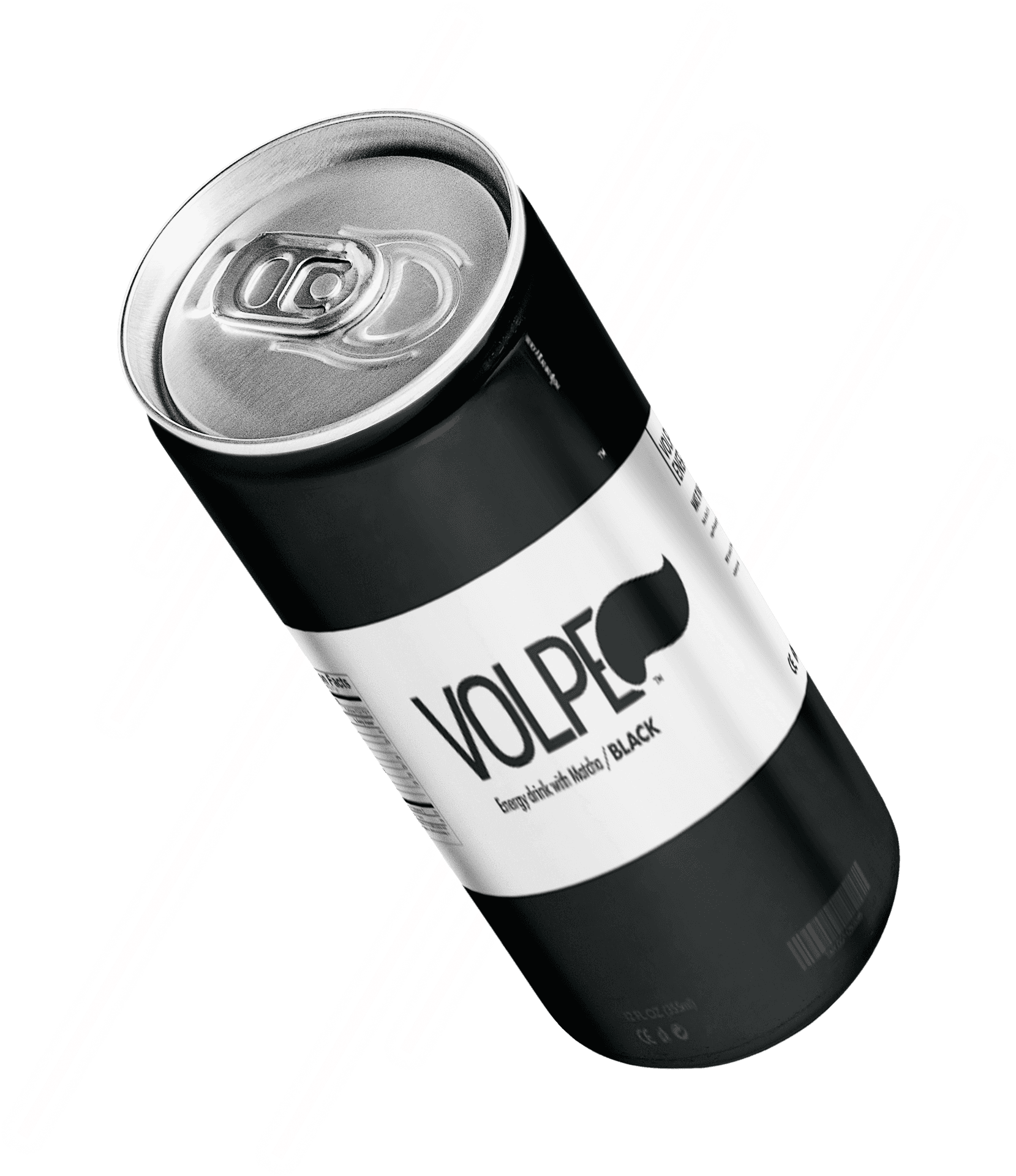 Black Energy Drink Can Floating PNG image