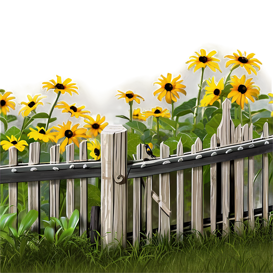 Black Eyed Susan Fence Line Png 06282024 PNG image