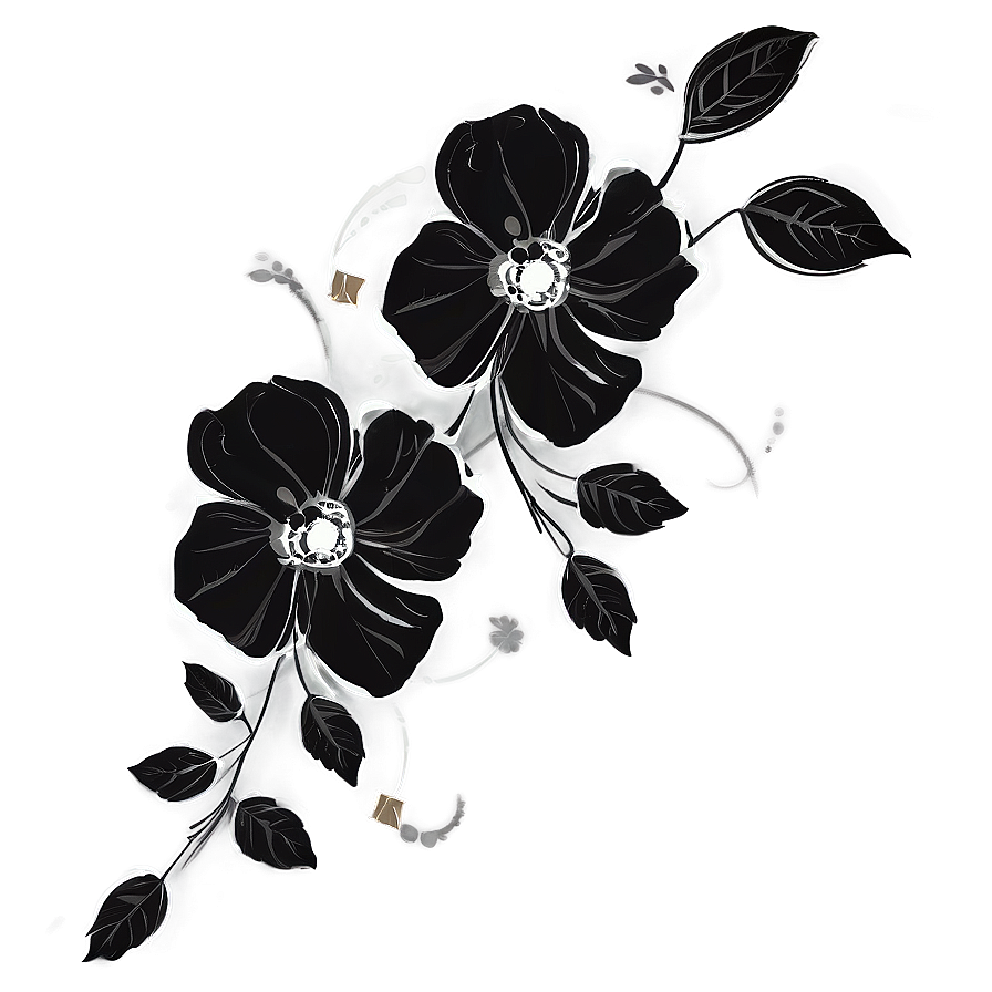 Black Floral Design Png Hch85 PNG image