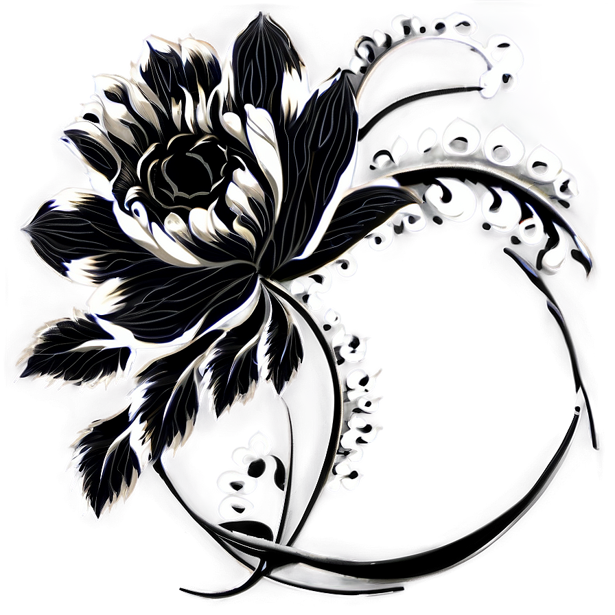 Black Floral Design Png Wgk PNG image