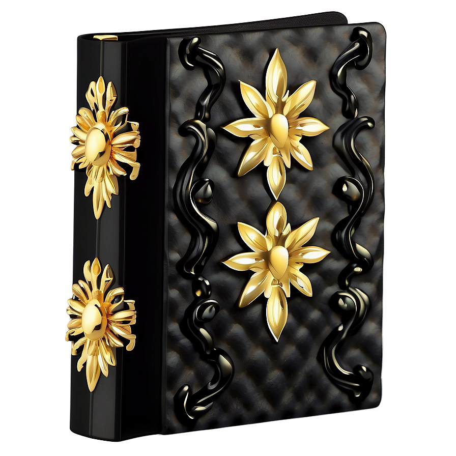 Black Folder With Gold Accents Png 06212024 PNG image