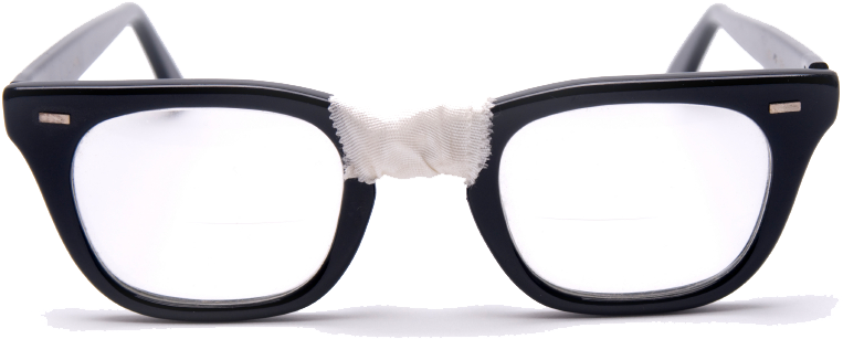 Black Framed Eyeglasseswith White Temple Wrap PNG image