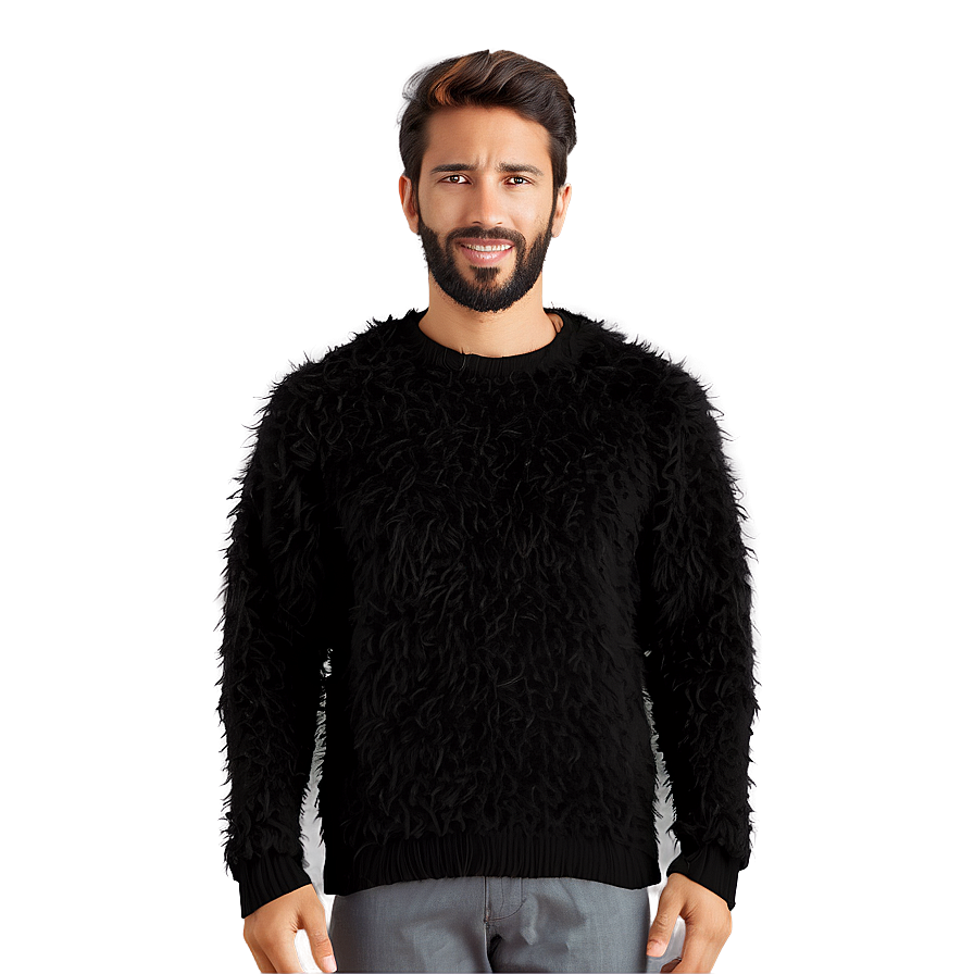 Black Fuzzy Sweater Png Itp95 PNG image