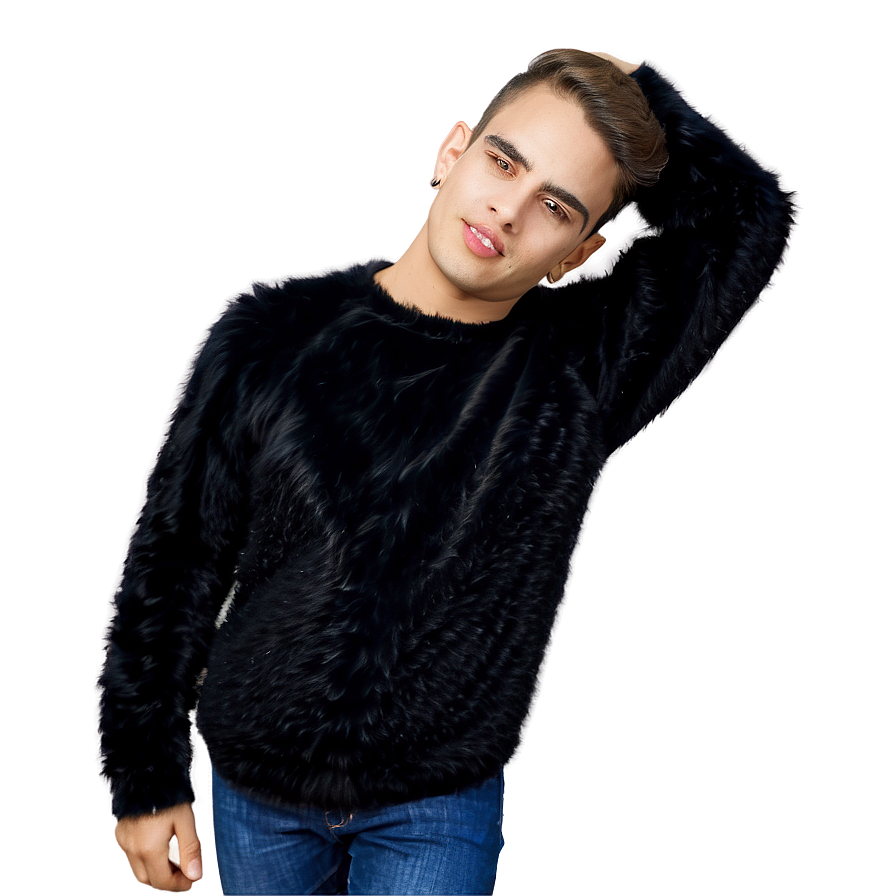 Black Fuzzy Sweater Png Quf PNG image