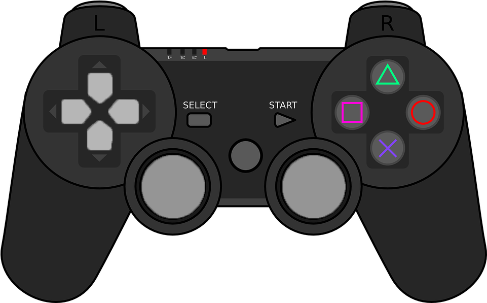Black Game Controller Vector Illustration PNG image