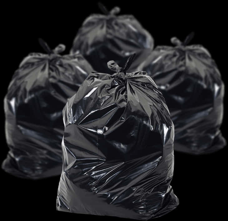 Black Garbage Bagson Dark Background PNG image