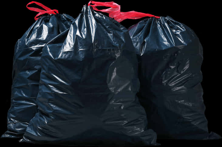 Black Garbage Bagswith Red Ties PNG image