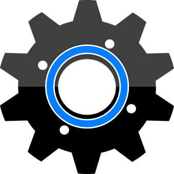 Black Gear Iconwith Blue Accent PNG image