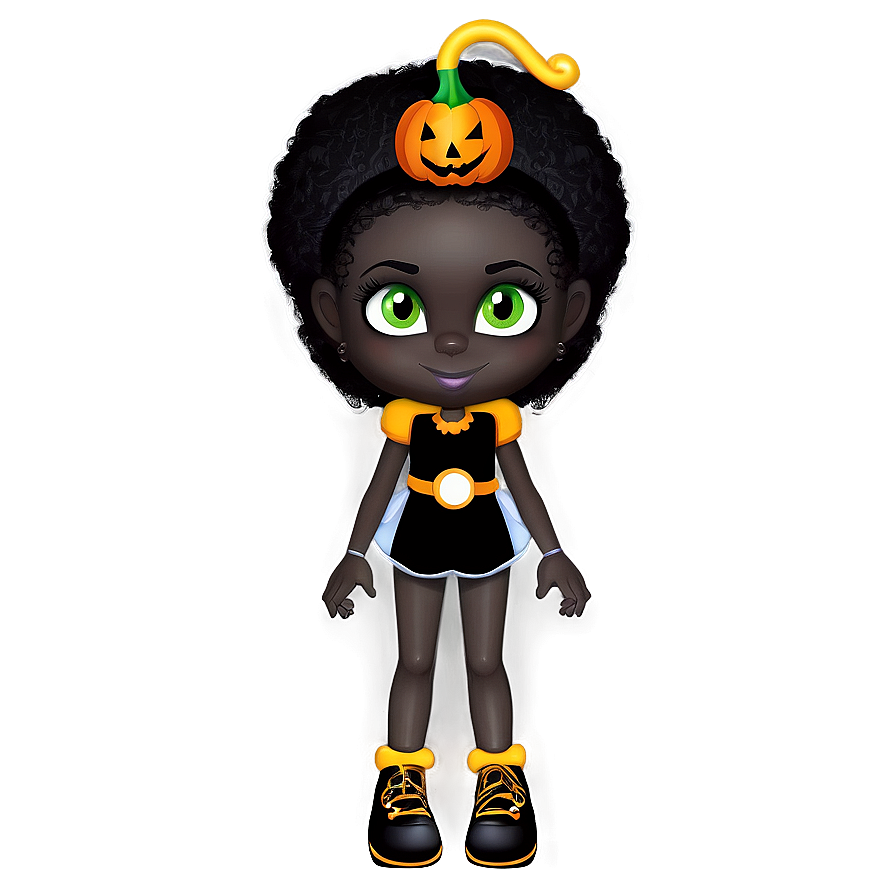 Black Girl Cartoon In Halloween Costume Png Gox21 PNG image