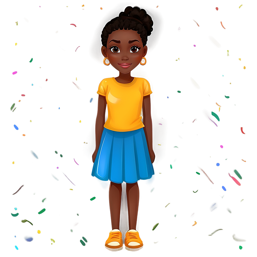 Black Girl Cartoon In Summer Dress Png 21 PNG image