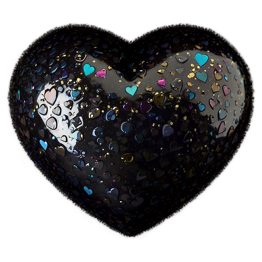 Black Glitter Heart Png 06272024 PNG image