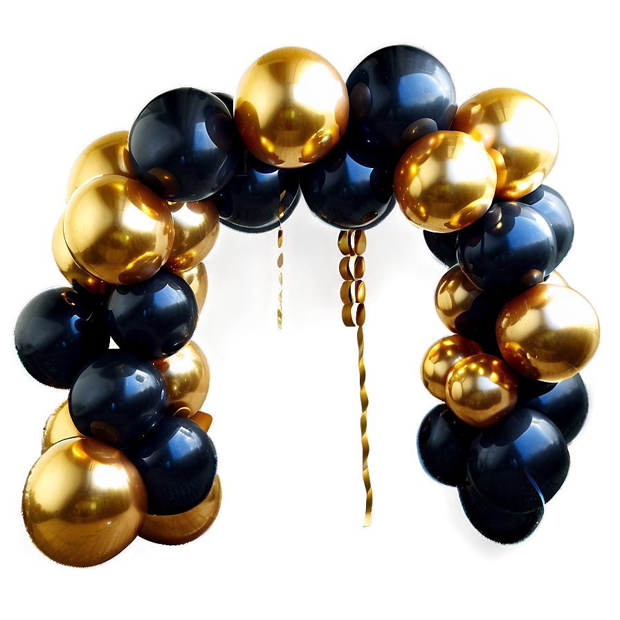 Black Gold Balloon Garland Png 06132024 PNG image