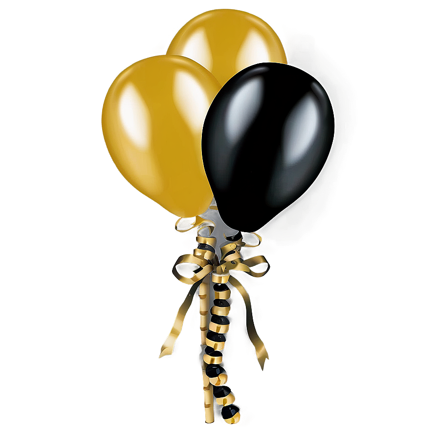 Black Gold New Year Balloons Png 06132024 PNG image