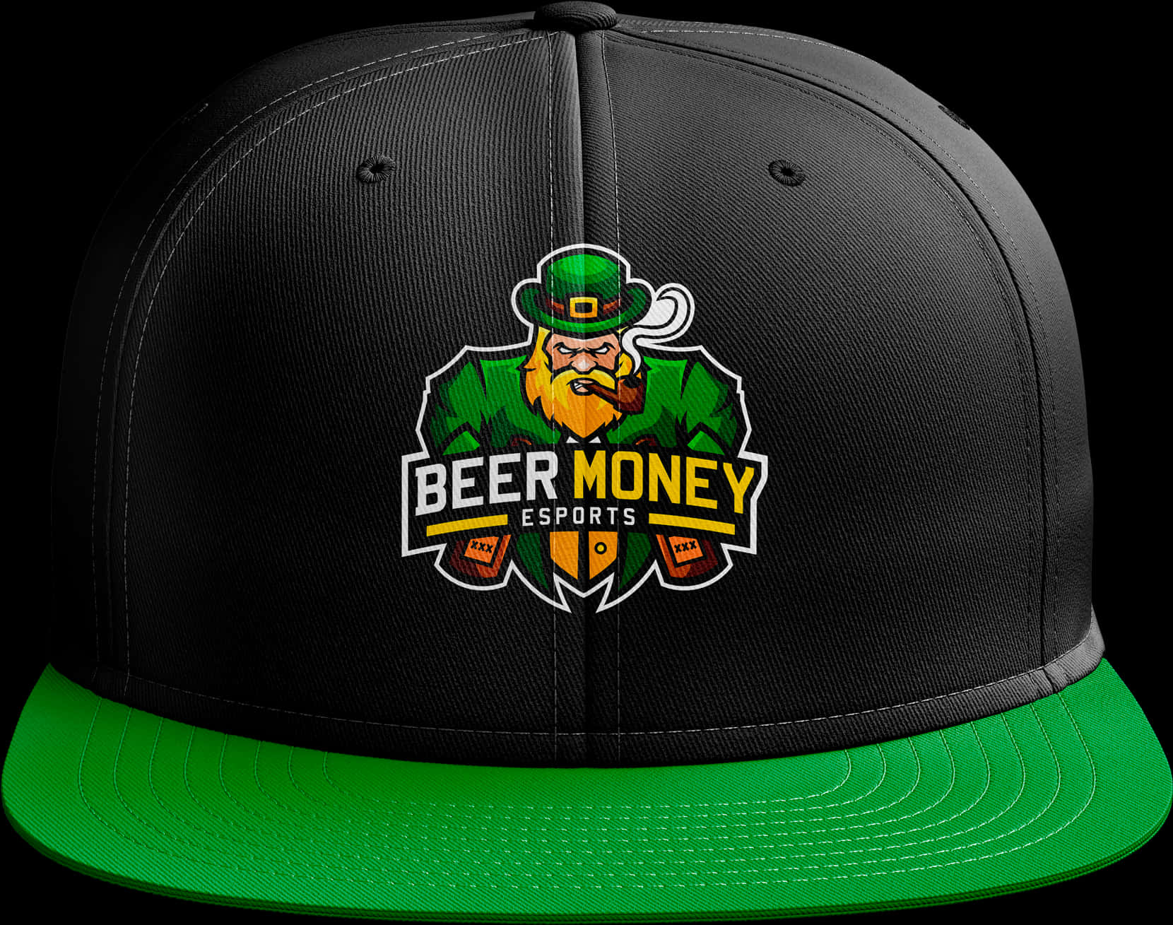 Black Green Esports Cap Beer Money PNG image