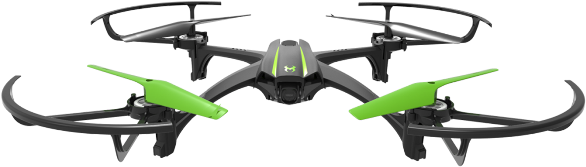 Black Green Quadcopter Drone PNG image