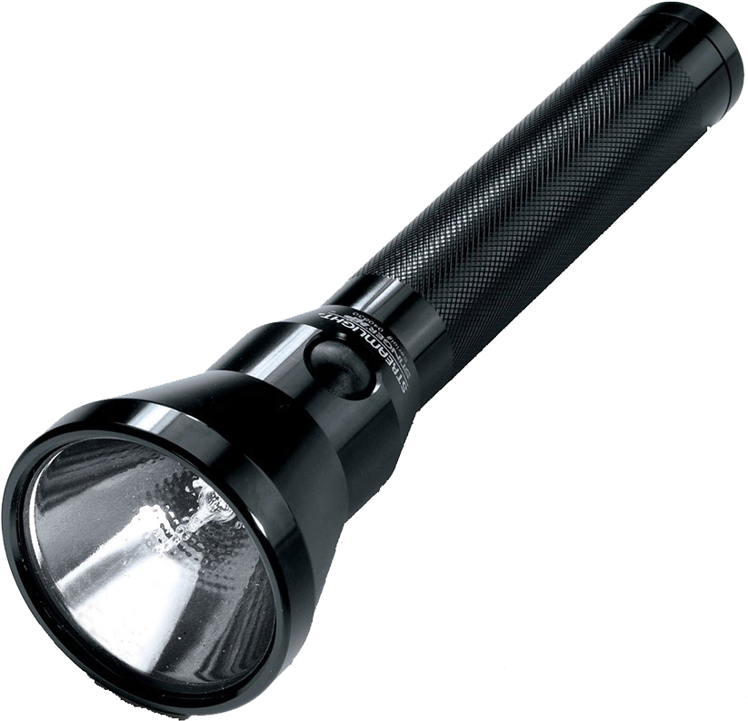 Black Handheld Flashlight PNG image