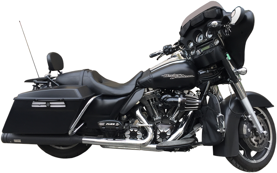 Black Harley Davidson Touring Motorcycle PNG image