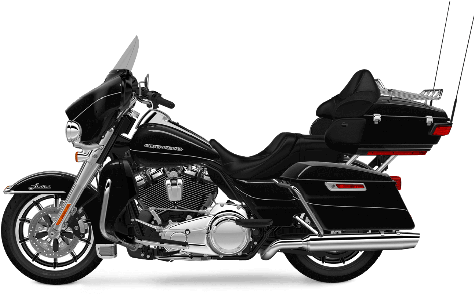 Black Harley Davidson Touring Motorcycle PNG image