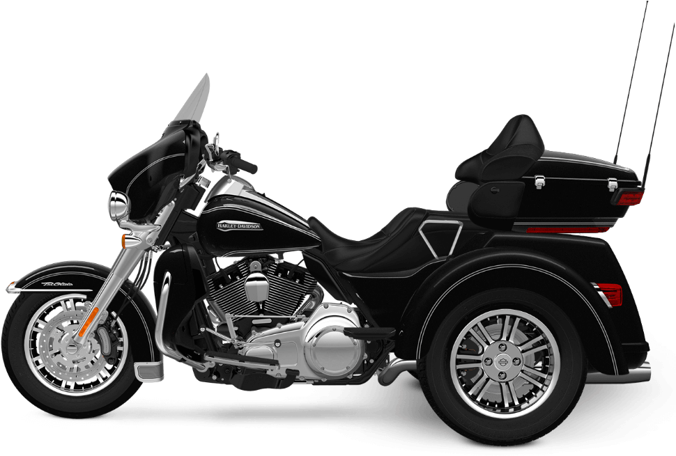 Black Harley Davidson Trike Motorcycle PNG image