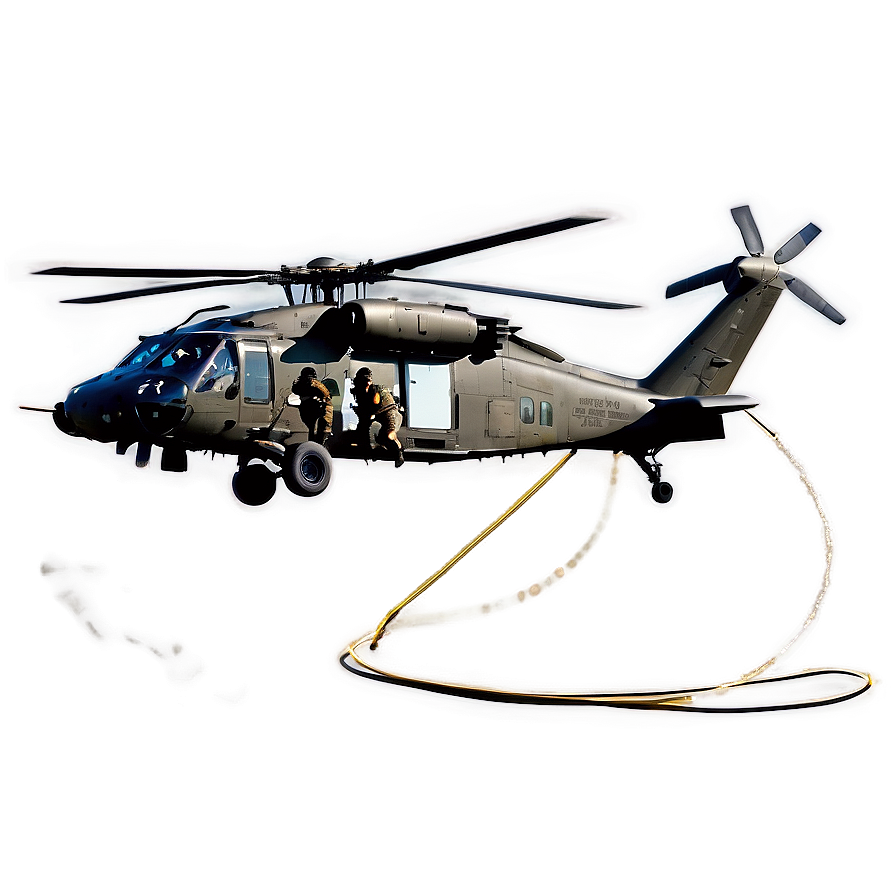 Black Hawk Helicopter Fast Rope Png 06252024 PNG image