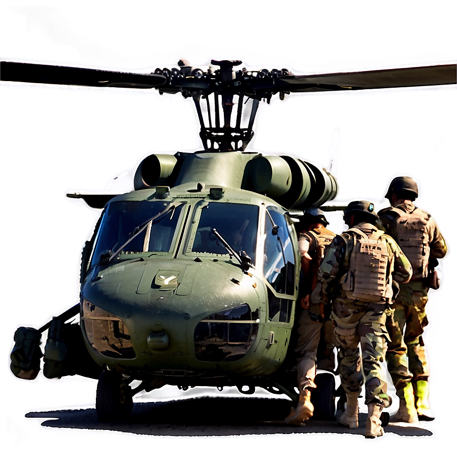 Black Hawk Helicopter With Soldiers Png 06252024 PNG image