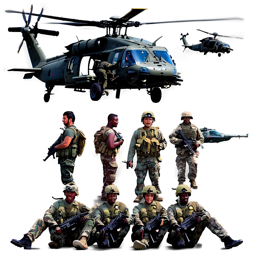 Black Hawk Helicopter With Soldiers Png Lpm39 PNG image