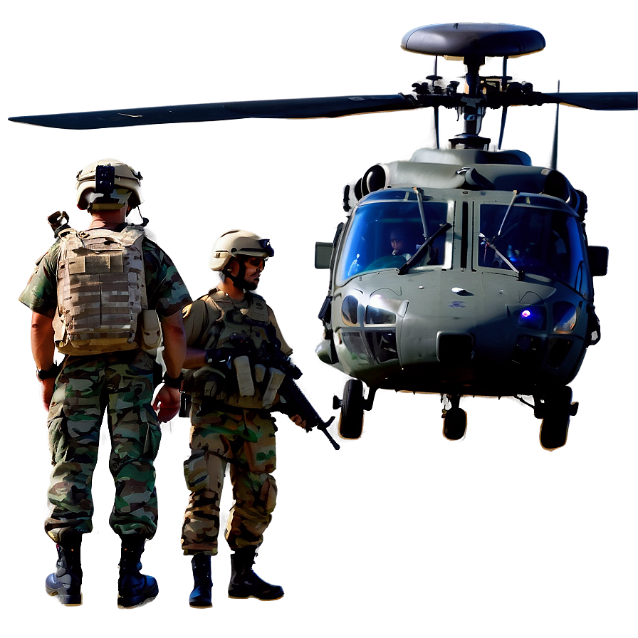 Black Hawk Helicopter With Soldiers Png Lro PNG image