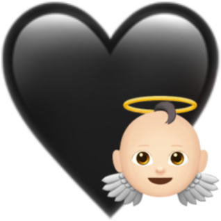 Black Heart Angel Emoji Overlay PNG image