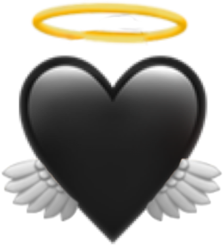 Black Heart Angel Halo Wings Emoji.png PNG image