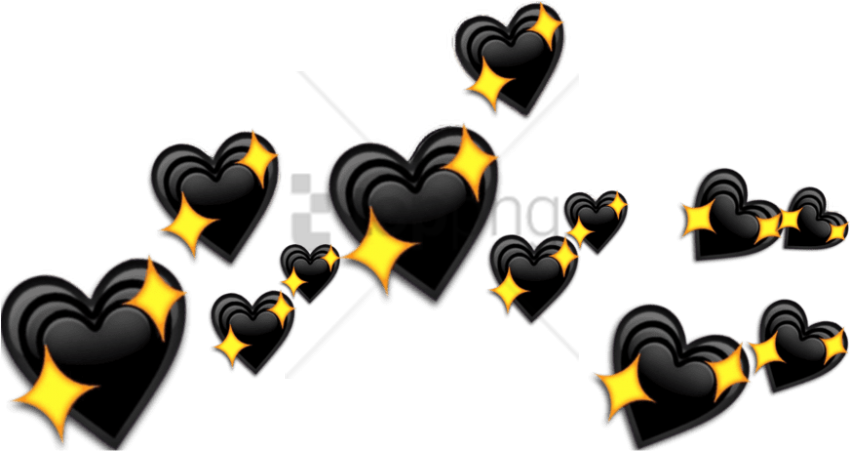 Black Heart Emoji Sparkles PNG image
