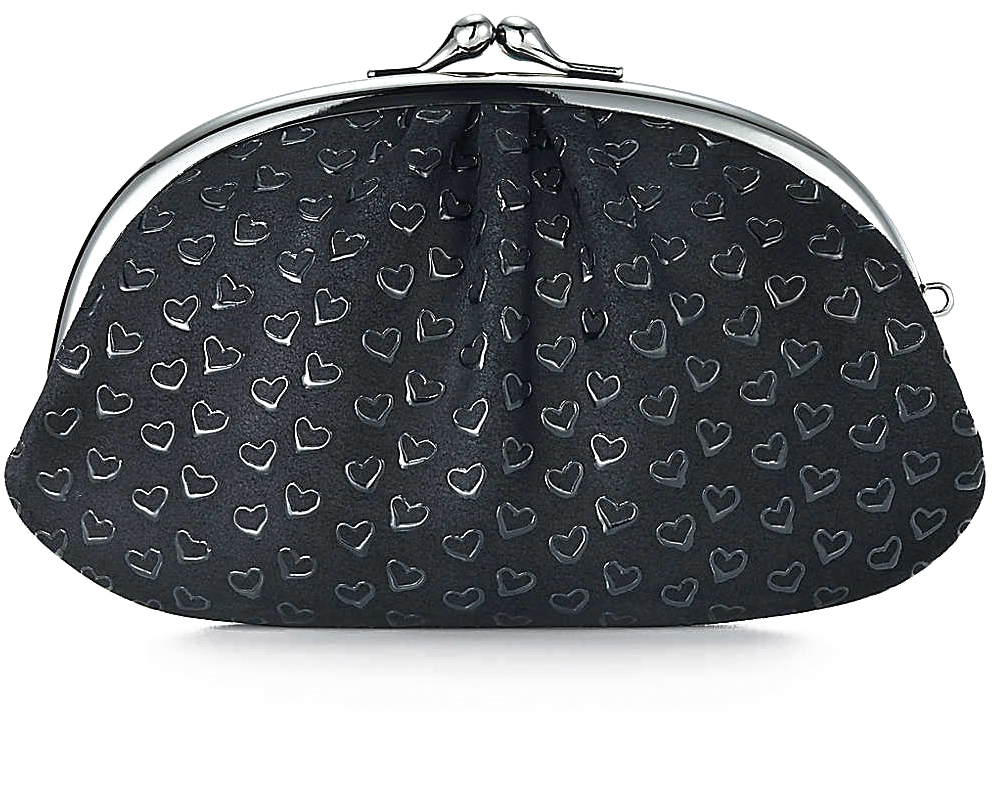 Black Heart Pattern Clasp Purse PNG image