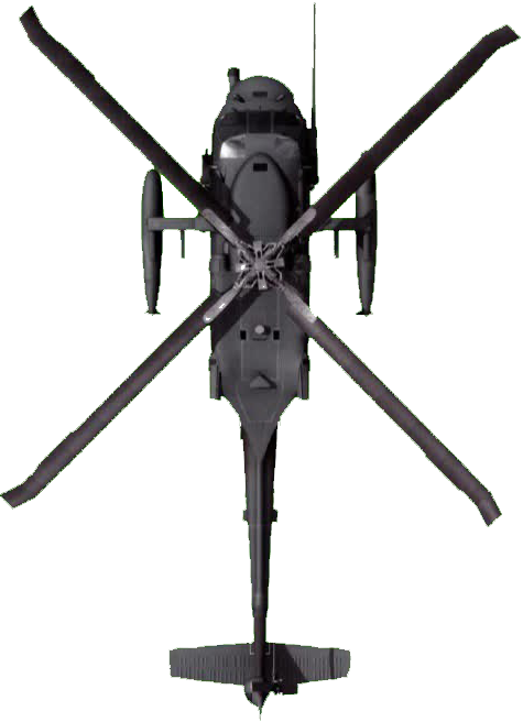 Black Helicopter Top View PNG image