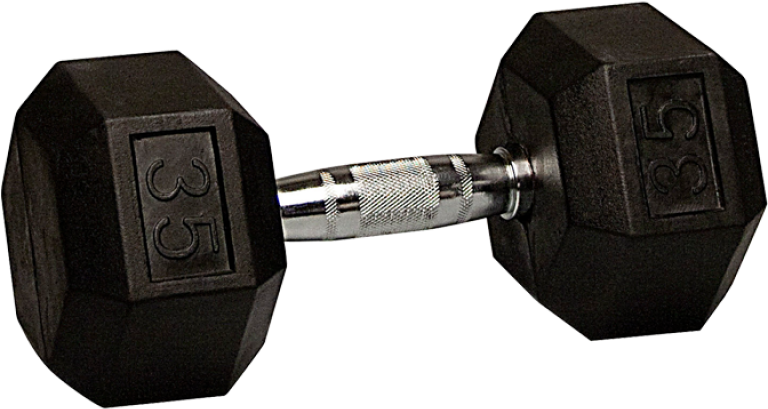 Black Hex Dumbbell35lbs PNG image