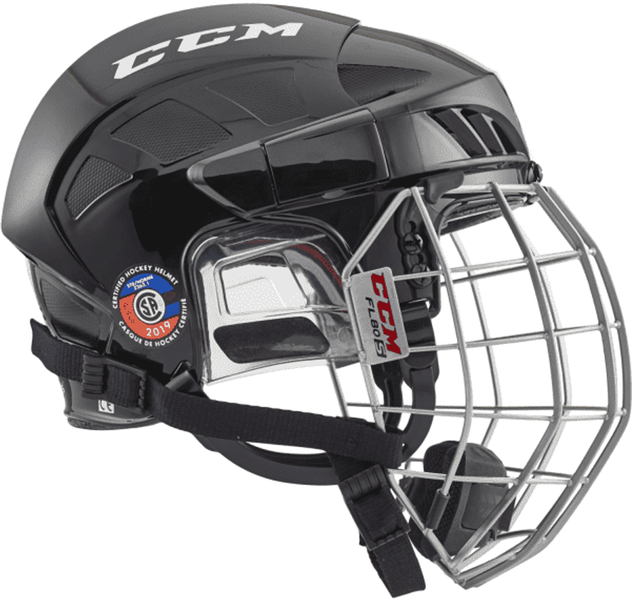 Black Hockey Helmet With Cage2017 PNG image