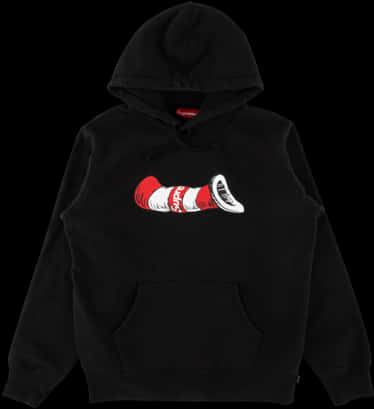 Black Hoodie Red Graphic Design PNG image