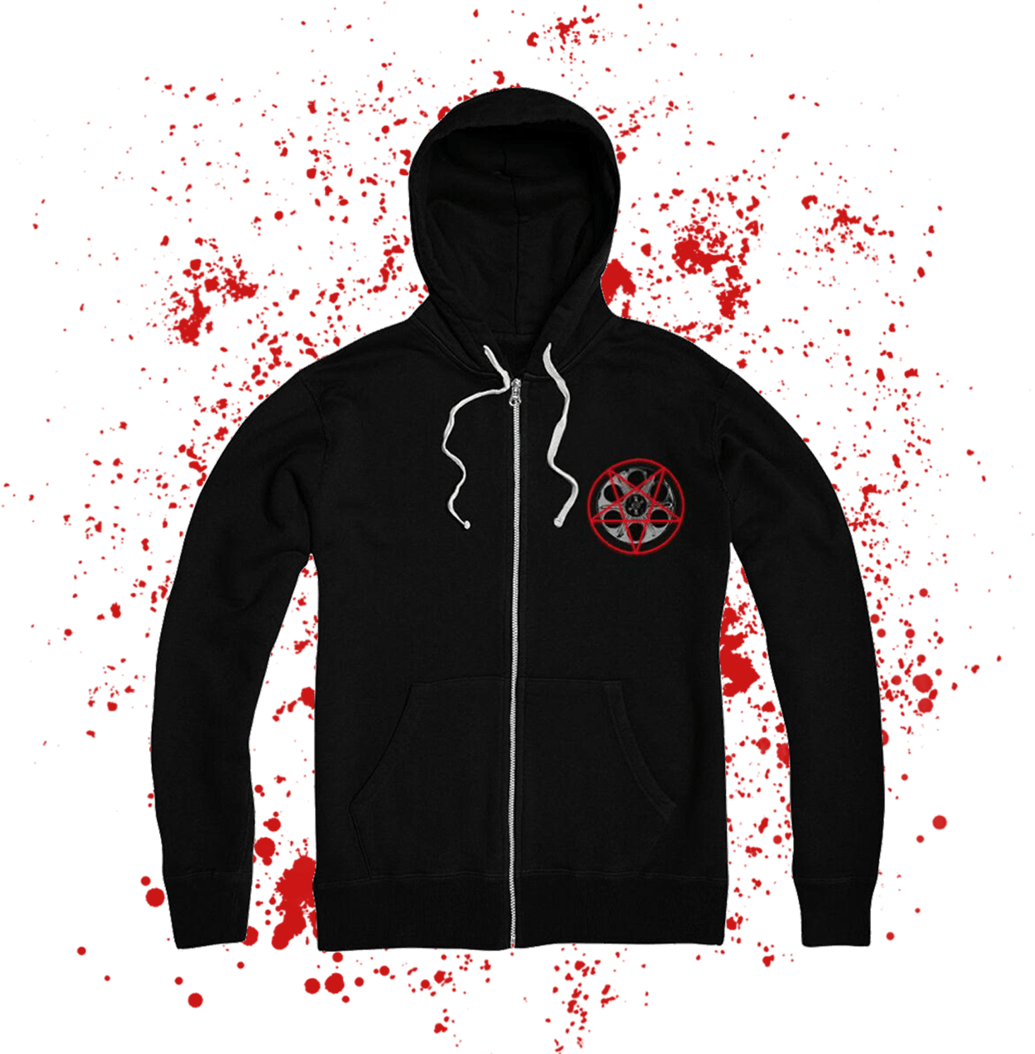Black Hoodie Red Splatter Design PNG image