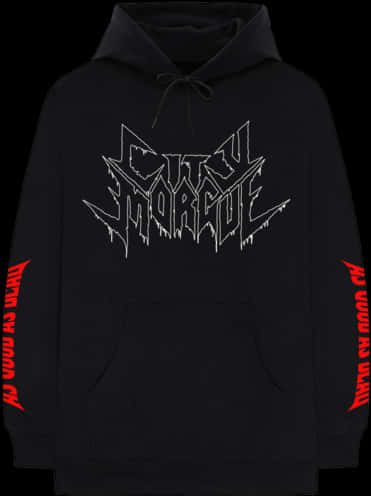 Black Hoodiewith Gothic Print PNG image