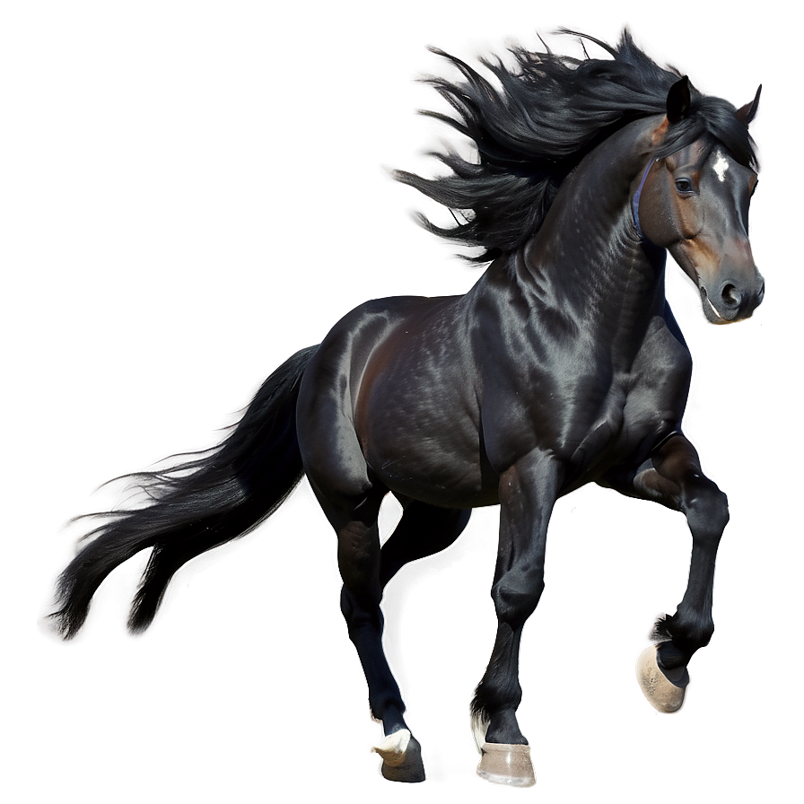 Black Horse With Flowing Mane Png 06262024 PNG image