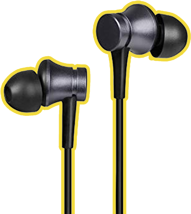 Black In Ear Earphones Isolated PNG image