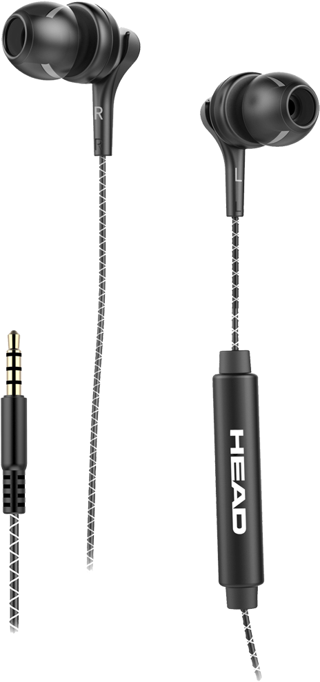 Black In Ear Headphoneswith Mic PNG image