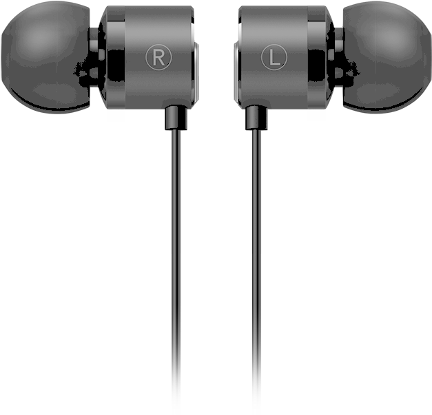 Black In Ear Wired Earphones PNG image