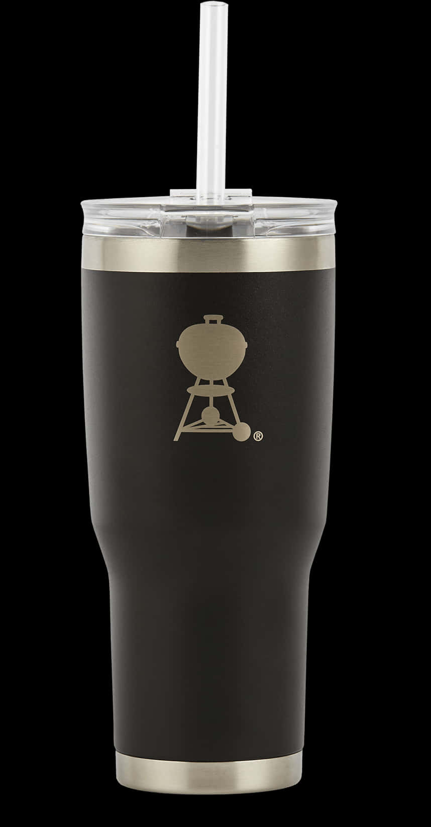 Black Insulated Tumbler With Straw PNG image