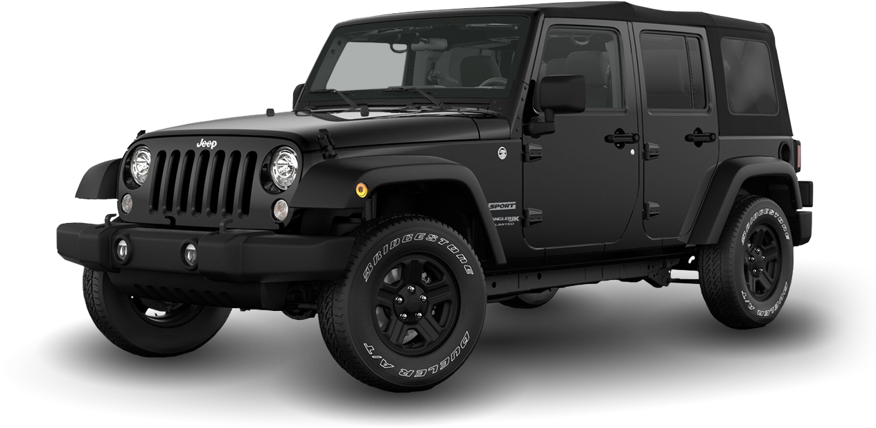 Black Jeep Wrangler Sport Side View PNG image