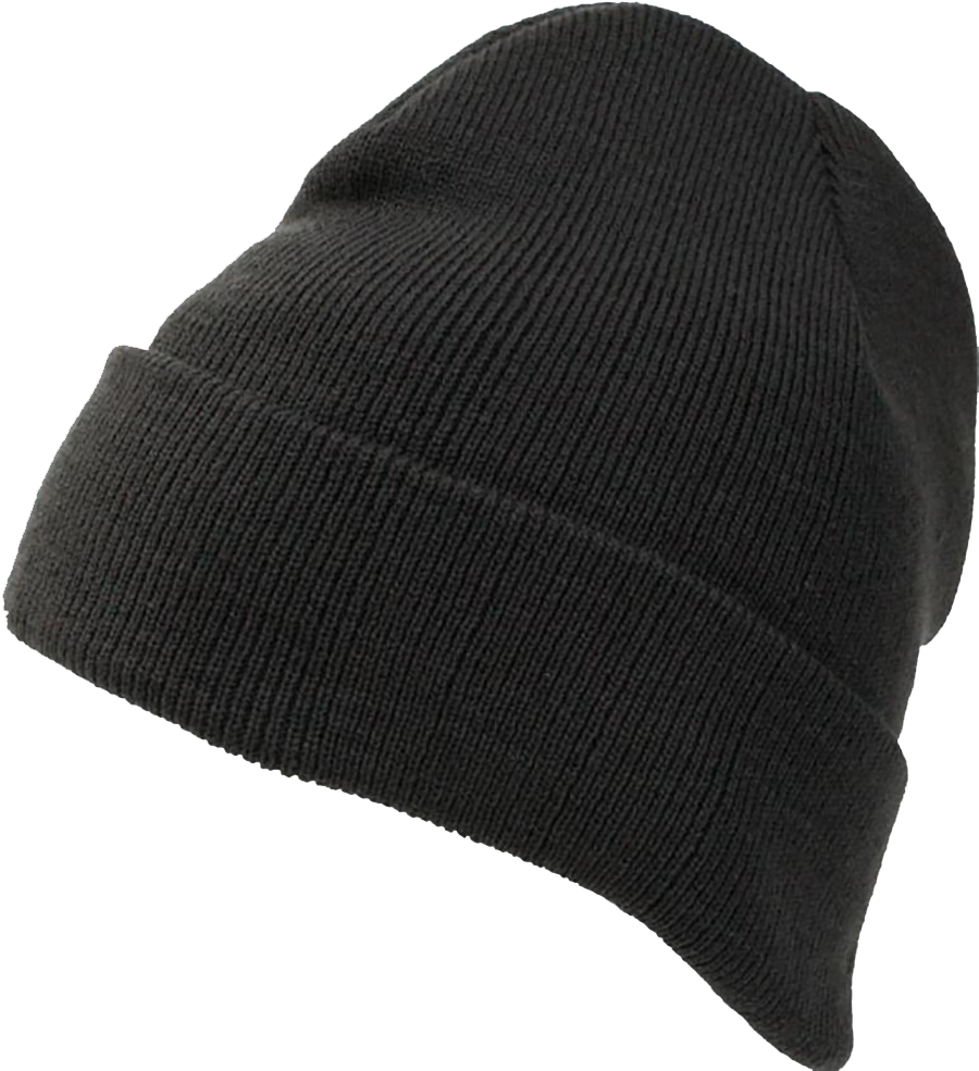 Black Knit Beanie Hat PNG image
